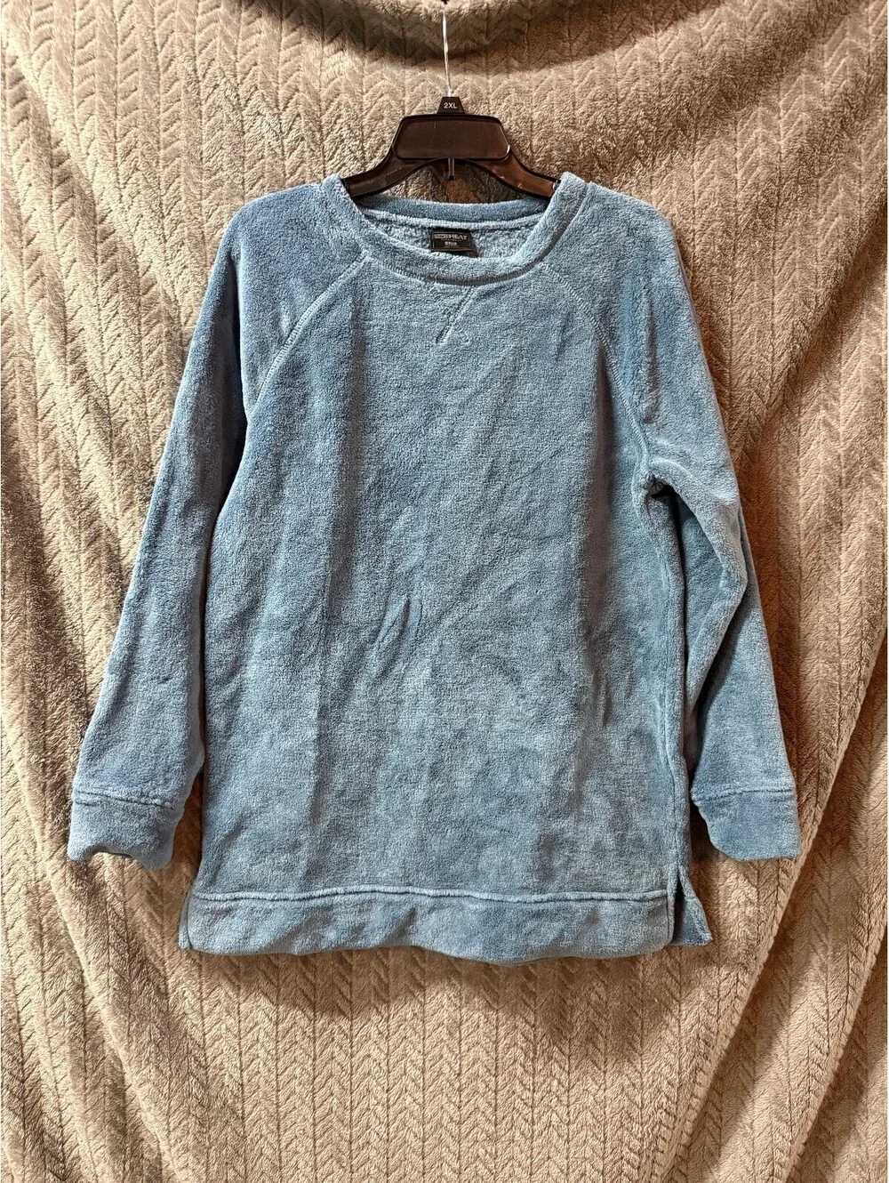 32 Degrees Heat Sleepwear Cozy Blue Fleece Pullover Sweatshirt Large